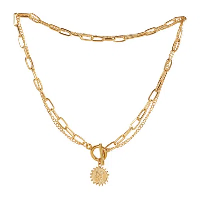 Sohi Women's Gold Coin Chain Necklace