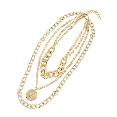 Sohi Women's Gold Coin Multi-layer Necklace