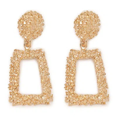 Sohi Women's Gold Corroded Drop Earrings