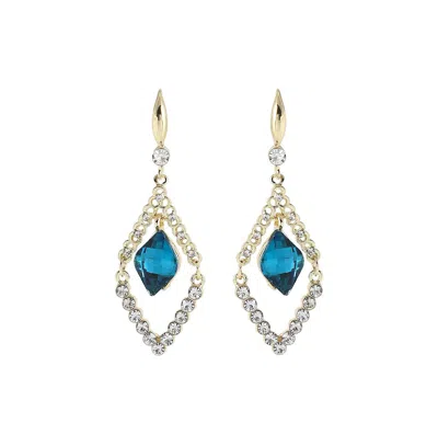 Sohi Women's Gold Dangling Drop Earrings In Blue