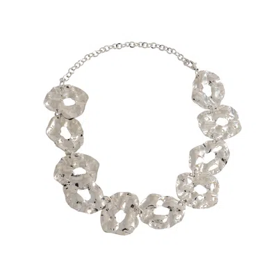 Sohi Women's Gold Dented Halo Statement Necklace In Silver