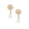 Sohi Women's Gold Embellished Rose Drop Earrings In Gold