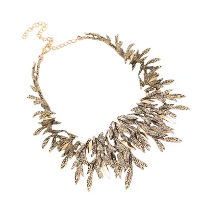 Sohi Women's Gold Feather Statement Necklace