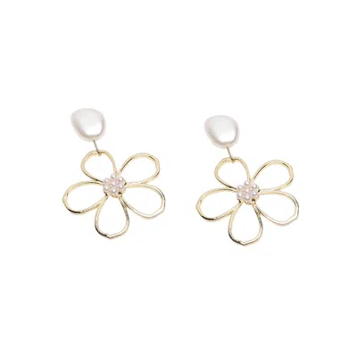 Sohi Women's Gold Flower Drop Earrings