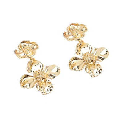 Sohi Women's Gold Flower Drop Earrings