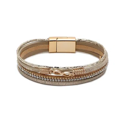 Sohi Women's Gold Infinity Leather Bracelet In Brown