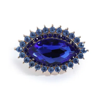Sohi Women's Gold Marquise Statement Ring In Blue