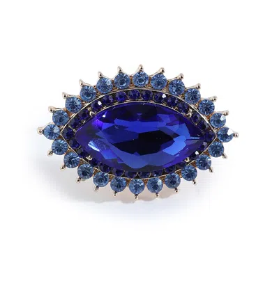 Sohi Women's Silver Marquise Statement Ring In Blue