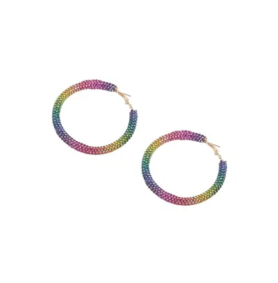 Sohi Women's Gold Metallic Ombre Hoop Earrings In Purple