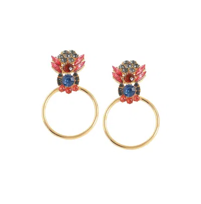 Sohi Women's Gold Oriental Drop Earrings In Pink