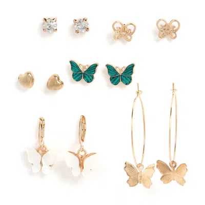 Sohi Women's Gold Pack Of 6 Multi-layer Earrings
