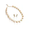 Sohi Women's Gold Pearl Swirl Necklace And Earrings (7-8 Mm) (set Of 2) In Gold