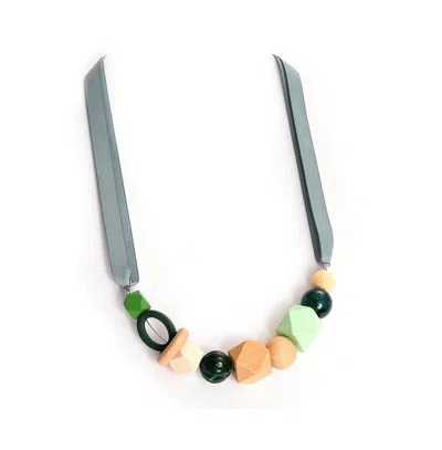 Sohi Women's Gold Plated Beaded Necklace In Grey