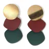 Sohi Women's Gold Plated Designer Drop Earrings In Brown