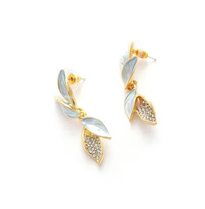 Sohi Women's Gold Plated Designer Drop Earrings In Blue