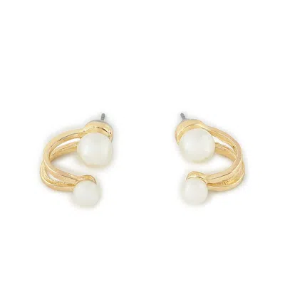 Sohi Women's Gold Plated Designer Stone Drop Earrings In White