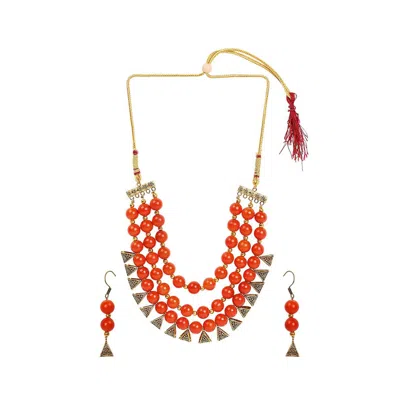 Sohi Women's Gold Plated Designer Stone Jewellery Set In Multi