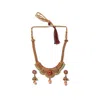 Sohi Gold-plated Blue Stone Studded Beaded Jewellery Set In Red