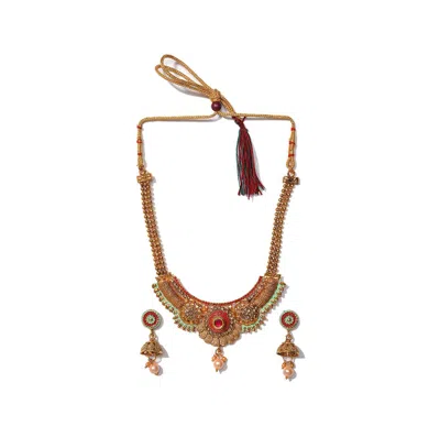 SOHI WOMEN'S GOLD PLATED DESIGNER STONE JEWELLERY SET