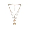 Sohi Women's Gold Plated Designer Stone Multi-layer Necklace In Gold