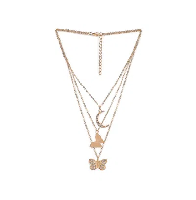 Sohi Women's Gold Plated Designer Stone Multi-layer Necklace