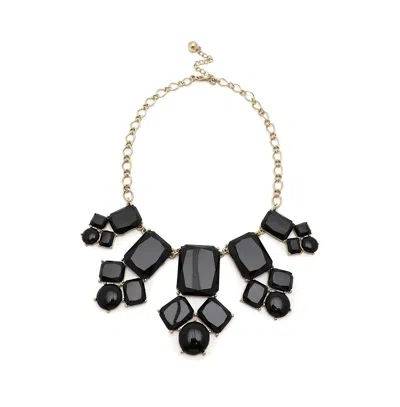 Sohi Women's Gold Plated Designer Stone Necklace In Black