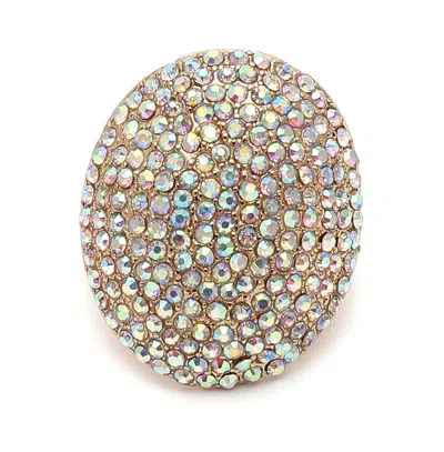 Sohi Women's Gold Plated Designer Stone Ring In White