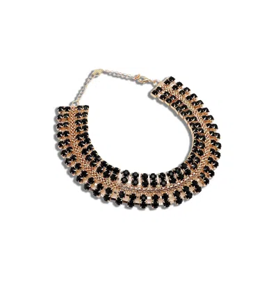 Sohi Women's Gold Plated Party Designer Stone Necklace In Black