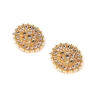 Sohi Women's Gold-plated Stone Stud Earrings In Silver