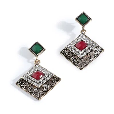SOHI WOMEN'S GOLD RHOMBUS DROP EARRINGS