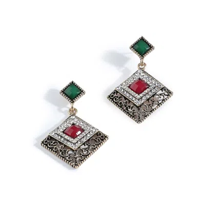 SOHI WOMEN'S GOLD RHOMBUS DROP EARRINGS