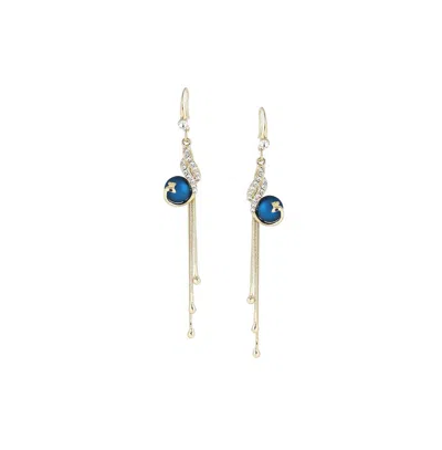 Sohi Women's Gold Sleek Drop Earrings In Blue