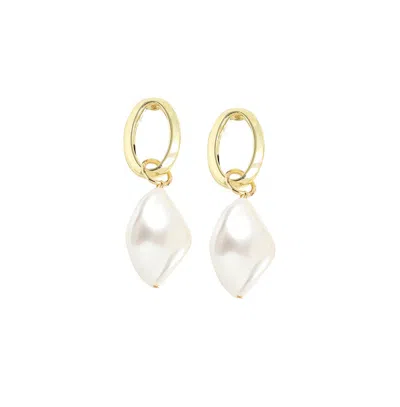 Sohi Women's Gold Snowball Drop Earrings In White