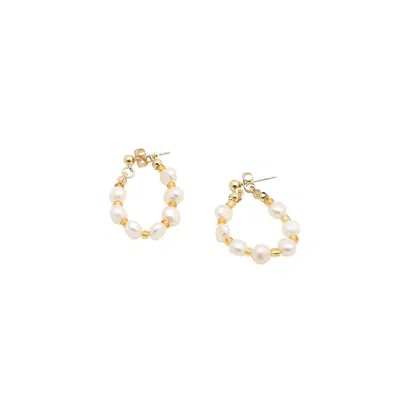 Sohi Women's Gold Snowball Teardrop Drop Earrings