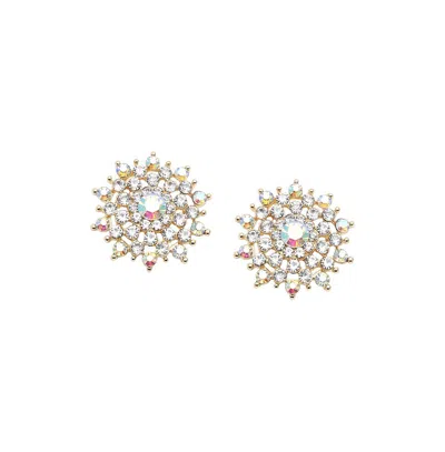 Sohi Women's Gold Snowflake Stud Earrings In Silver