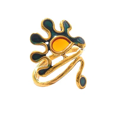SOHI WOMEN'S GOLD SUN FINGER RING