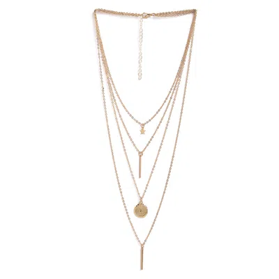Sohi Women's Gold Swirl Layered Necklace
