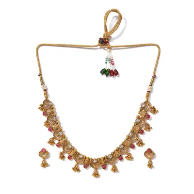 Sohi Women's Gold Temple Jewellery Set