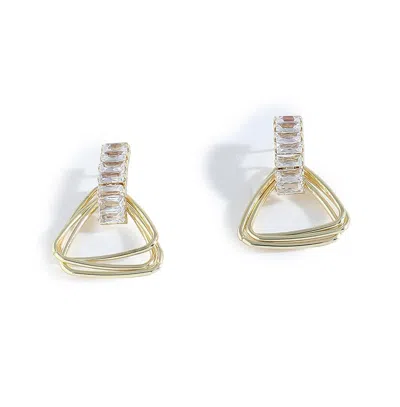 Sohi Women's Gold Triangle Drop Earrings