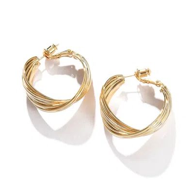 Sohi Women's Gold Twisted Hoop Earrings In Brown