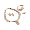 Sohi Women's Gold Twisted Metallic Necklace, Earrings, Bracelet And Ring (set Of 4) In Gold