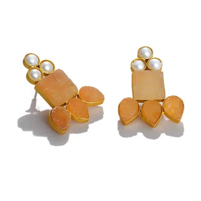 Sohi Women Golden Drop Earrings