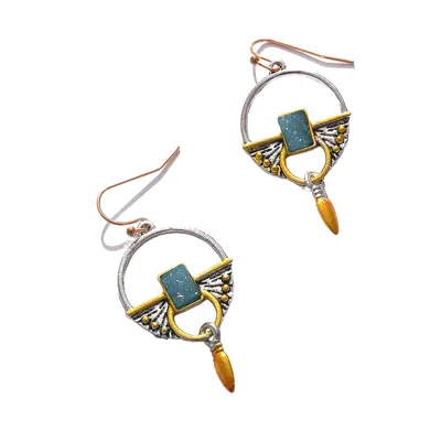 Sohi Women's Green Bohemian Drop Earrings