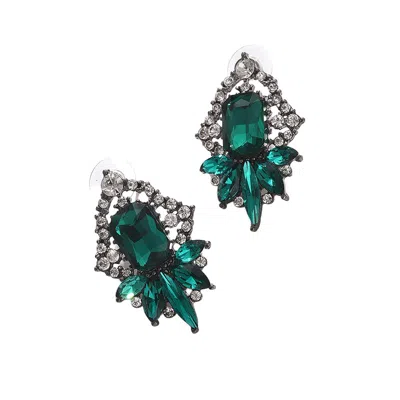 Sohi Women's Green Botanical Drop Earrings