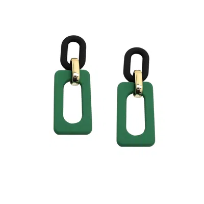 Sohi Women's Green Chainlink Drop Earrings