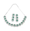 Sohi Women's Green Crystal Bling Necklace And Earrings (set Of 2) In Green