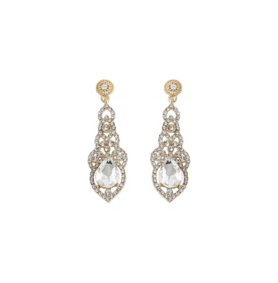 Sohi Women's Green Dazzling Drop Earrings In Silver
