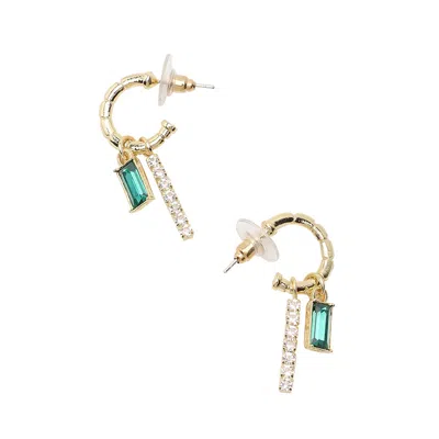 Sohi Women's Green Drop Bling Hoop Earrings
