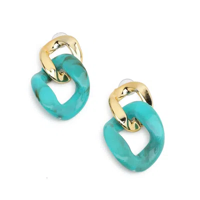 Sohi Women Green Drop Earrings In Blue