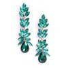 Sohi Green Stone Studded Leaf Contemporary Drop Earrings In Blue